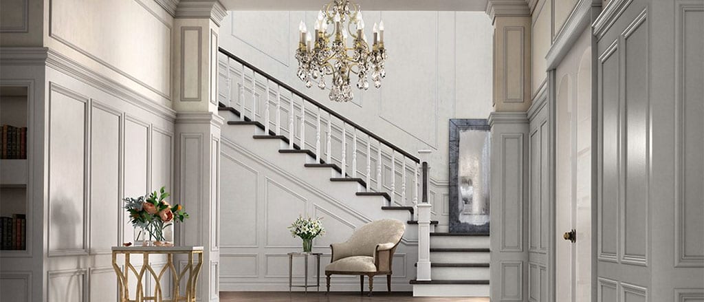 custom hallway mouldings and stairs